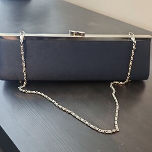 Elegant Navy Clutch with Chain Strap